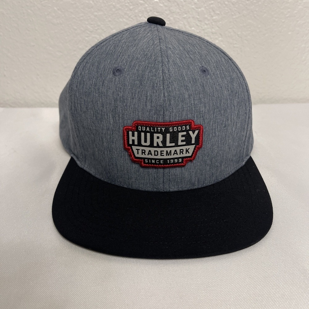 Hurley Patch Adjustable Snapback Flatbill Hat Cap Blue Black